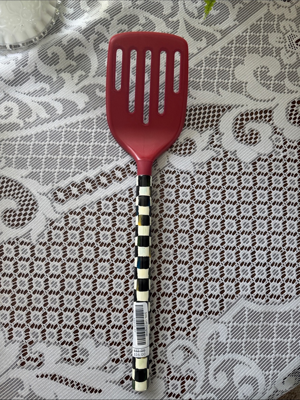 MacKenzie-Childs Red Courtly Check Slotted Turner